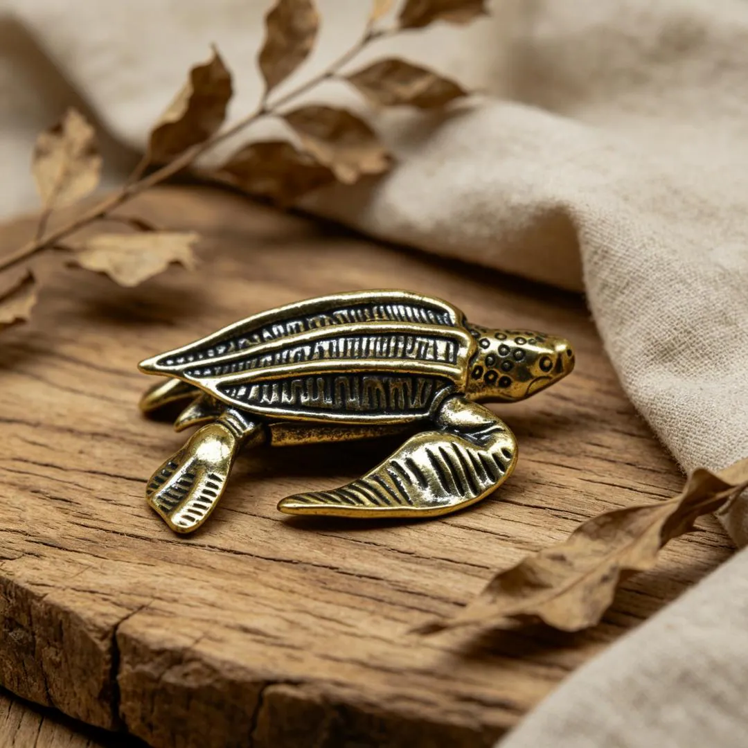 Vintage Brass Sea Turtle Figurine — Brass figurine image 1
