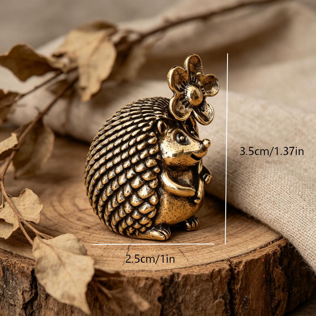 Vintage Brass Hedgehog Figurine Set — Brass figurine image 2