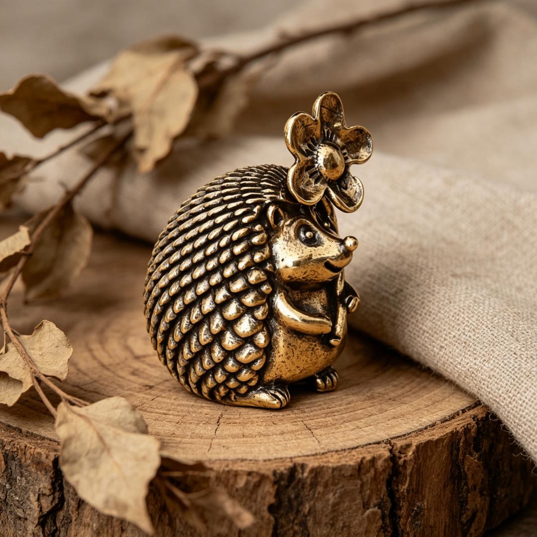 Vintage Brass Hedgehog Figurine Set — Brass figurine image 3