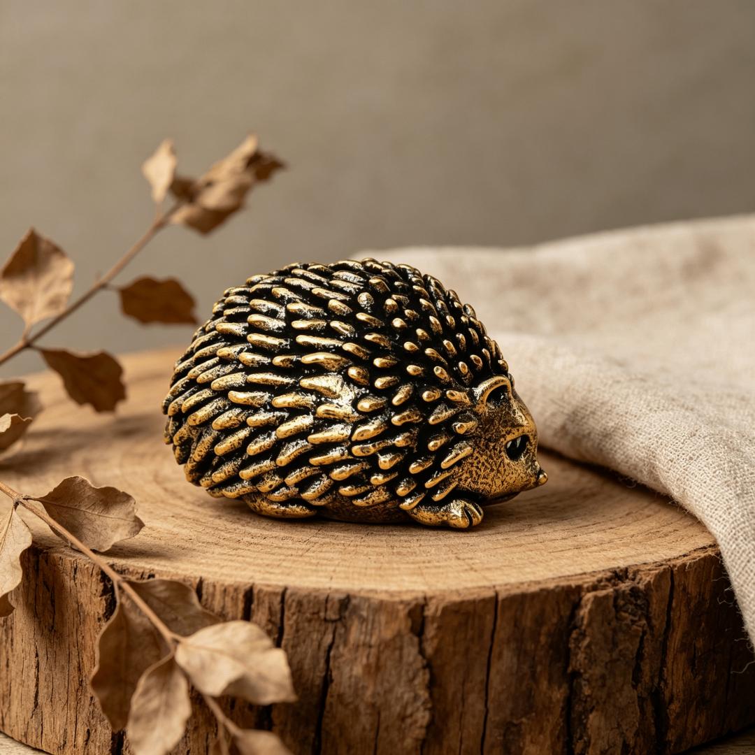 Vintage Brass Hedgehog Figurine Set — Brass figurine image 5