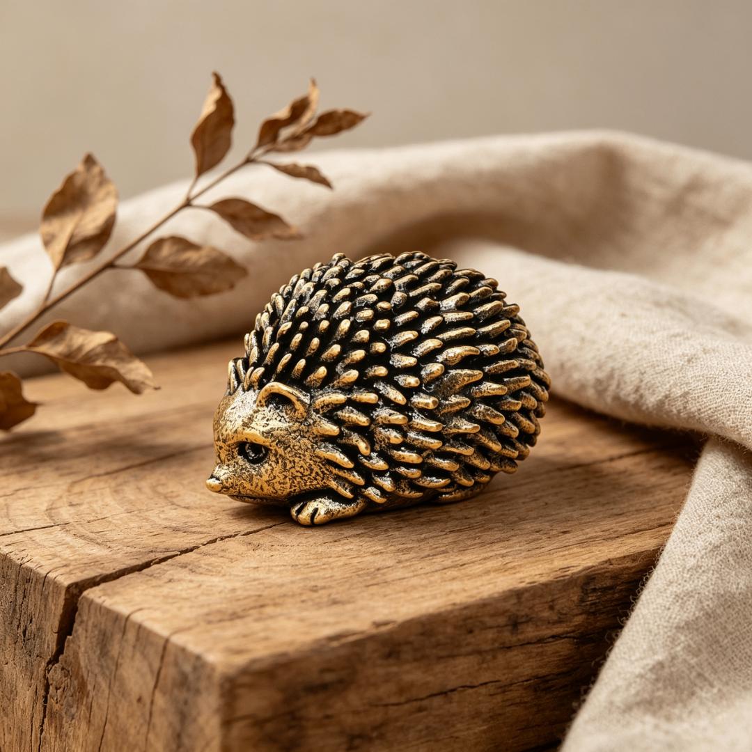 Vintage Brass Hedgehog Figurine Set — Brass figurine image 6
