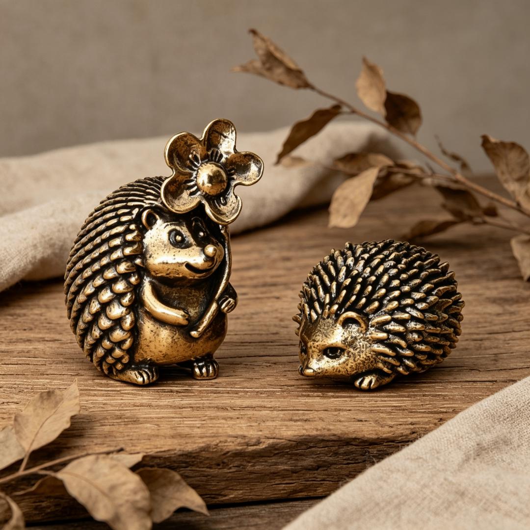 Vintage Brass Hedgehog Figurine Set — Brass figurine image 7
