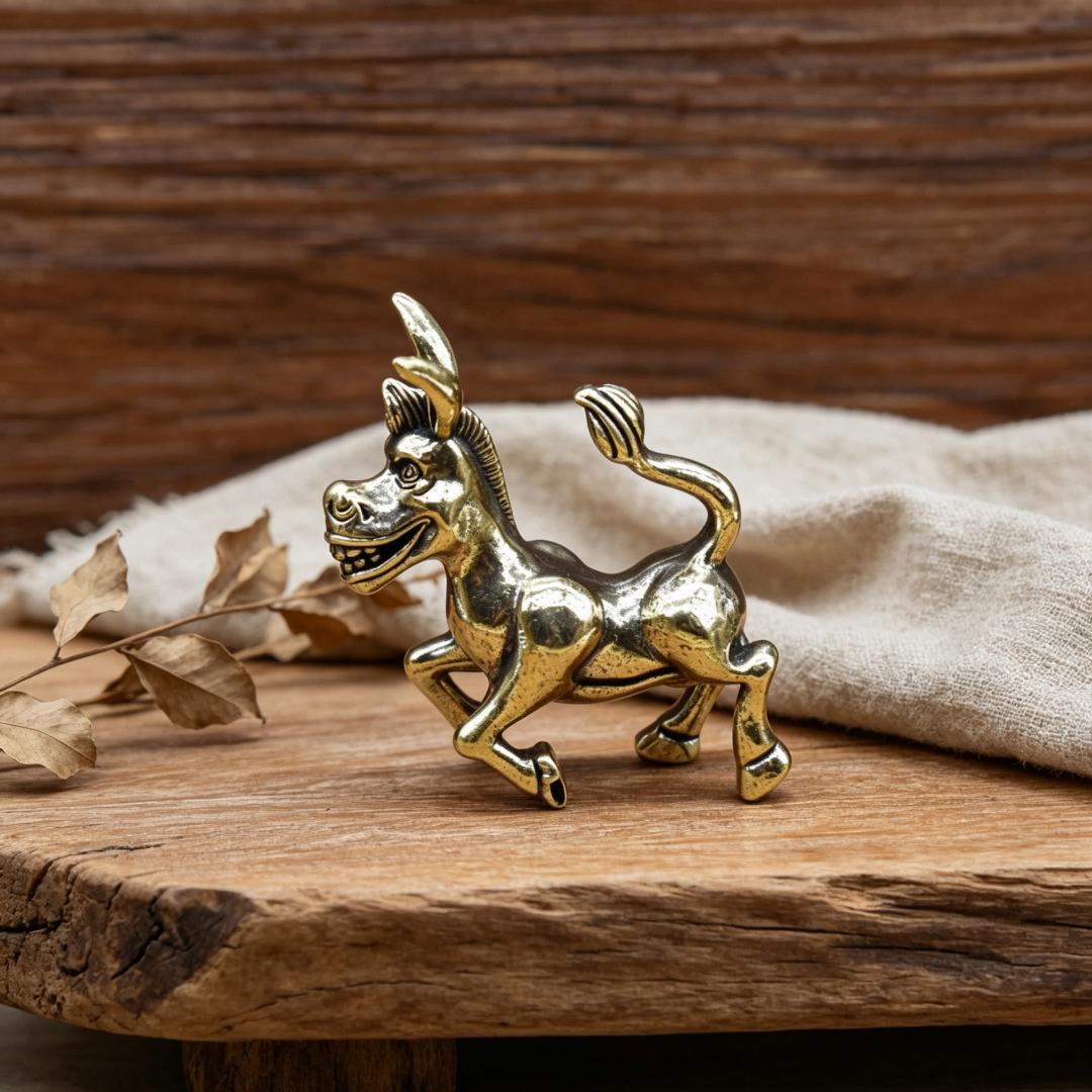 Vintage Brass Donkey & Goat Figurine Set — Brass figurine image 4