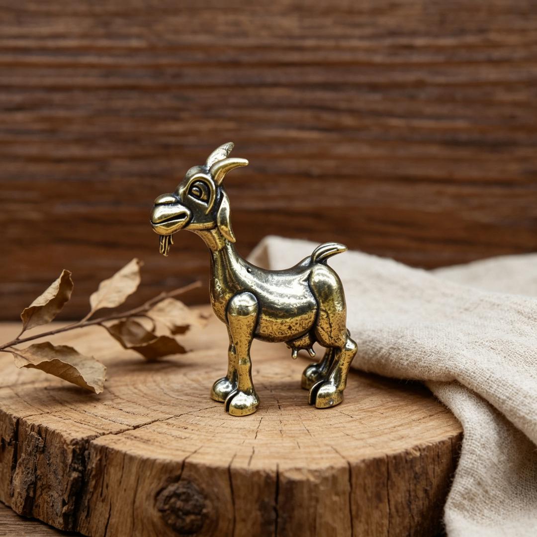 Vintage Brass Donkey & Goat Figurine Set — Brass figurine image 5