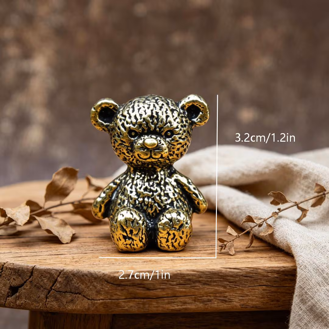 Vintage Brass Teddy Bear Figurine — Brass figurine image 2