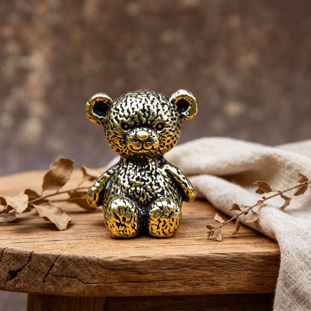 Vintage Brass Teddy Bear Figurine — Brass figurine image 1