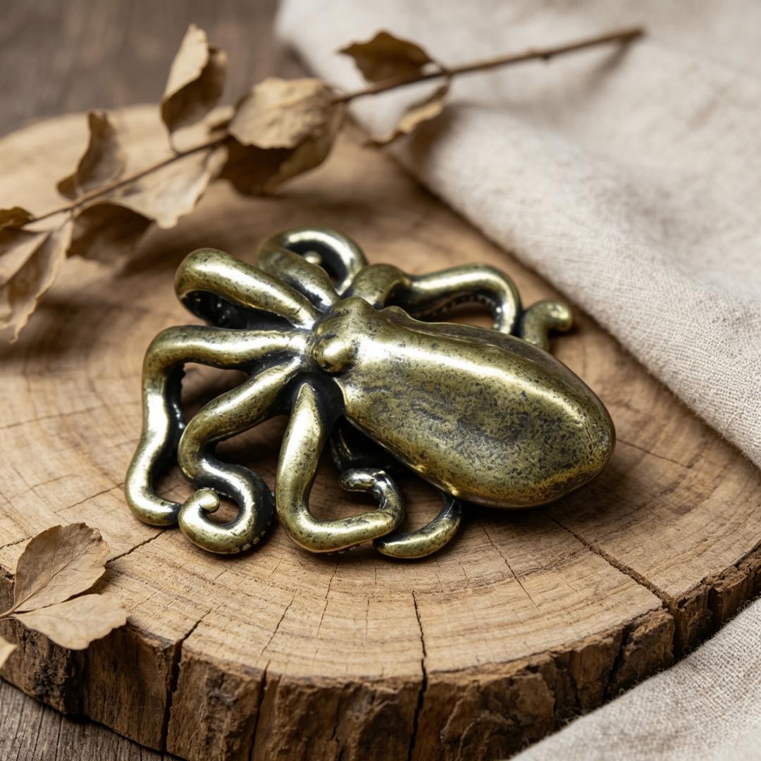 Vintage Brass Octopus Figurine Set — Brass figurine image 4