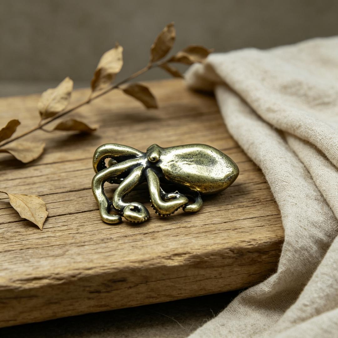 Vintage Brass Octopus Figurine Set — Brass figurine image 5