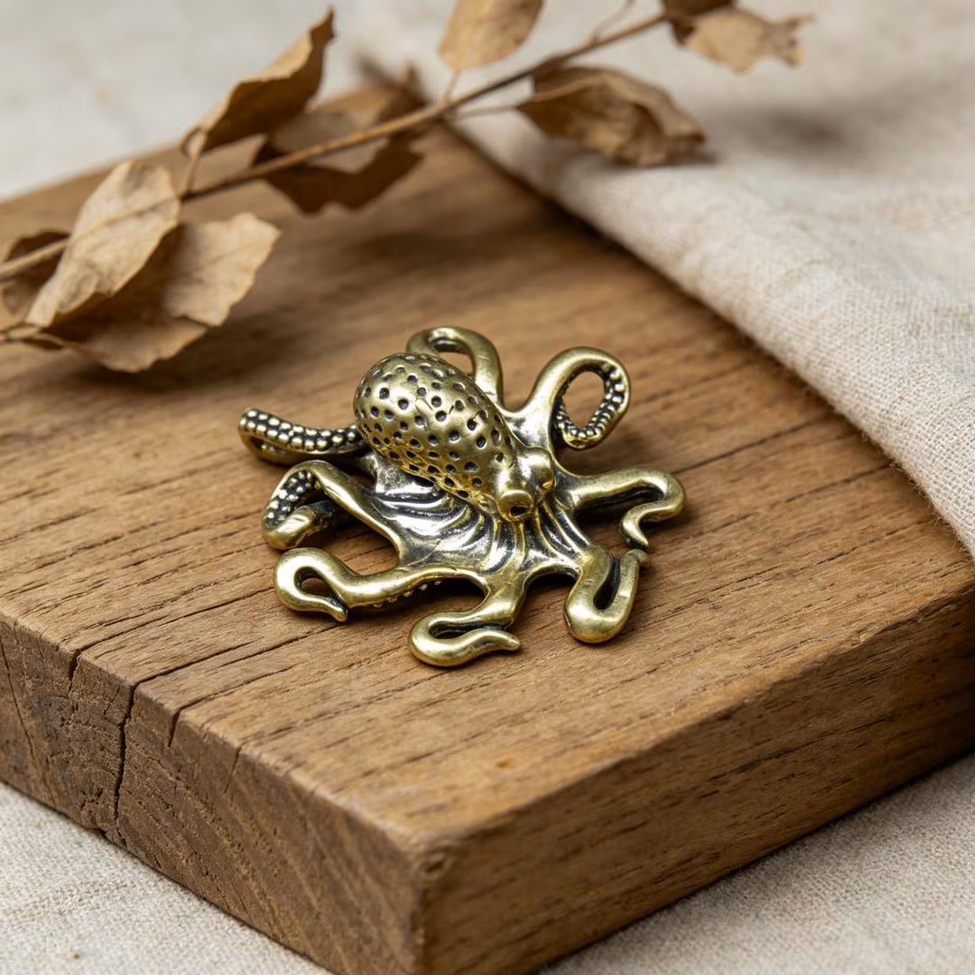 Vintage Brass Octopus Figurine Set — Brass figurine image 6