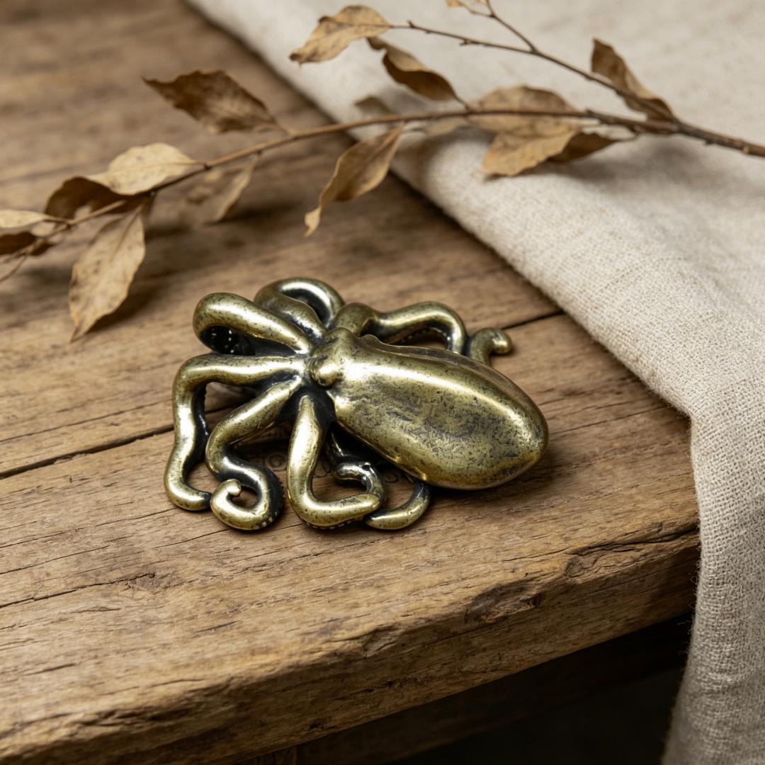 Vintage Brass Octopus Figurine Set — Brass figurine image 7