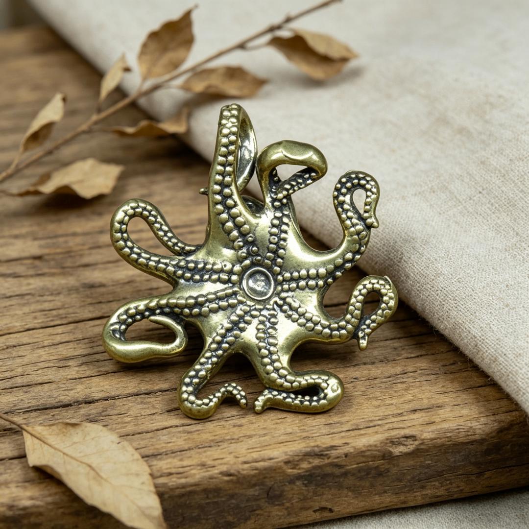 Vintage Brass Octopus Figurine Set — Brass figurine image 8