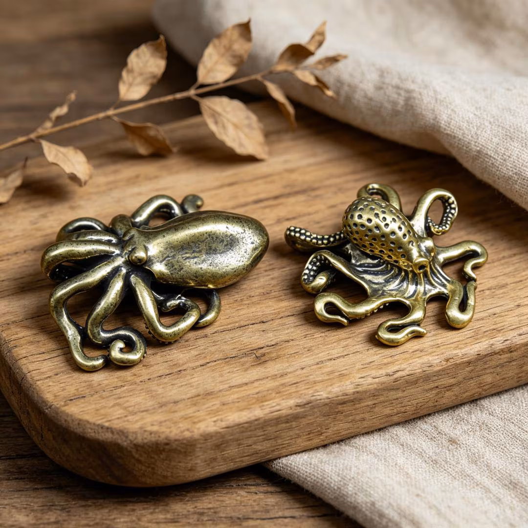 Vintage Brass Octopus Figurine Set — Brass figurine image 1