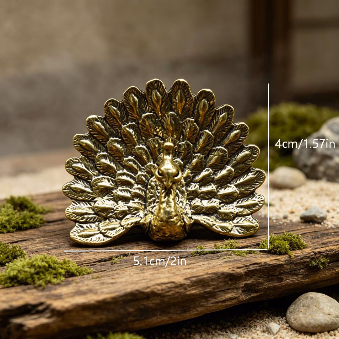 Vintage Brass Peacock Figurine — Brass figurine image 2