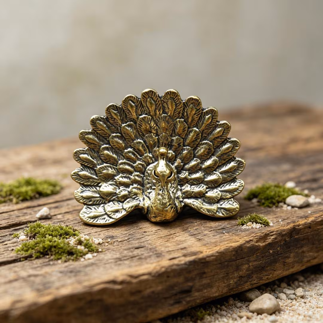 Vintage Brass Peacock Figurine — Brass figurine image 3