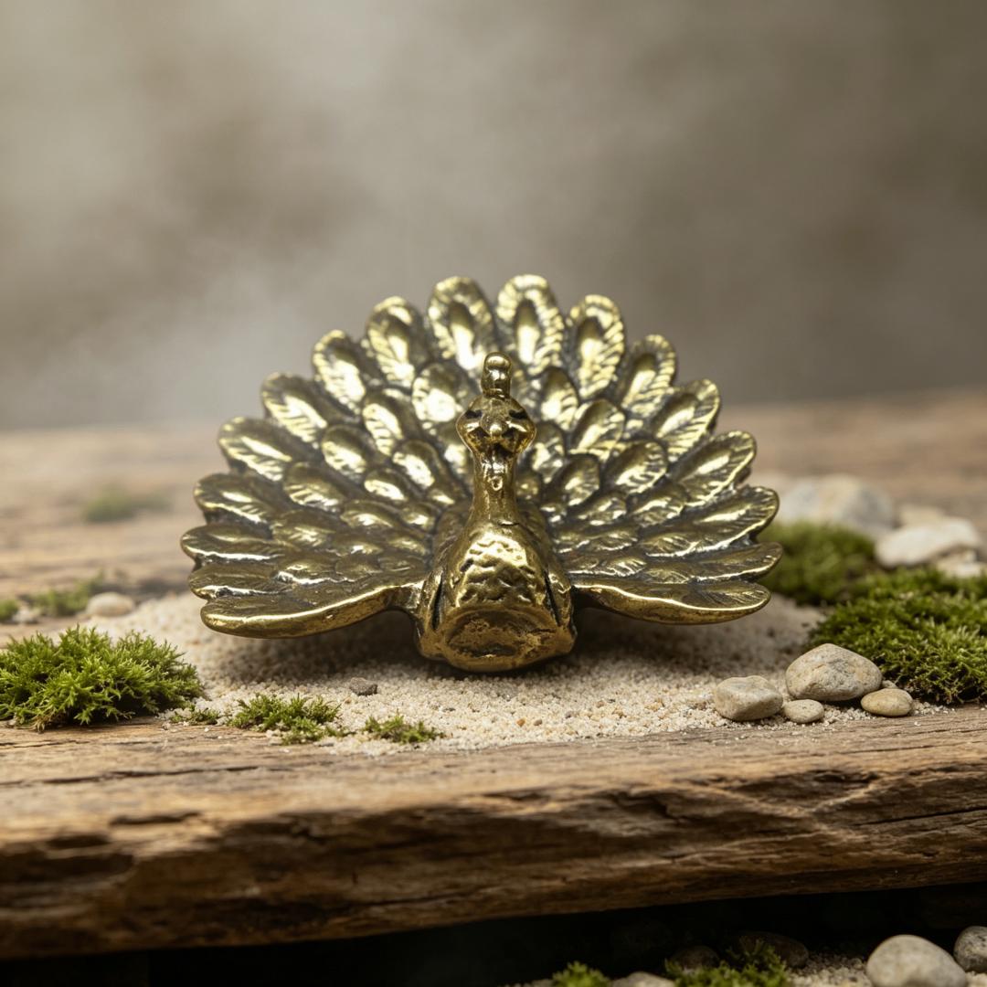 Vintage Brass Peacock Figurine — Brass figurine image 6