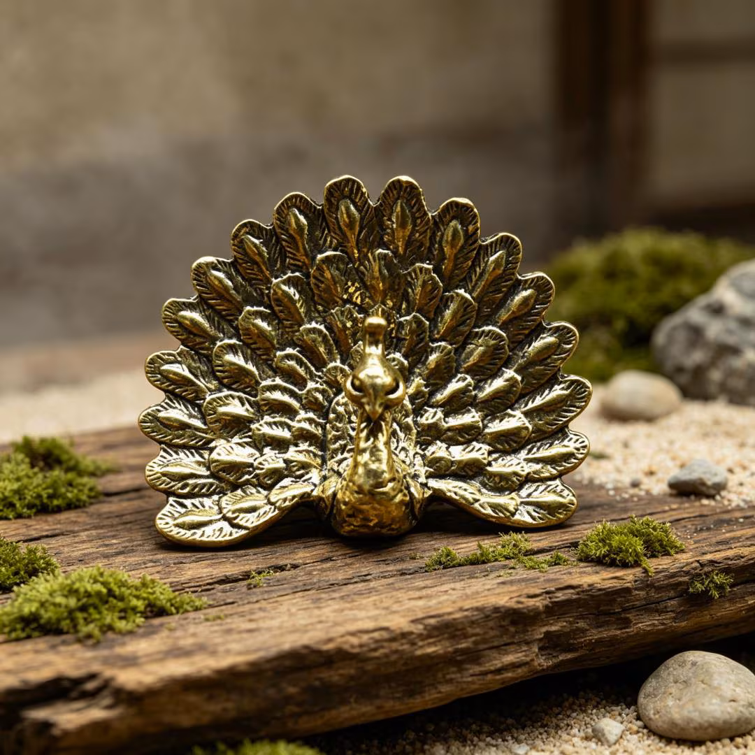 Vintage Brass Peacock Figurine — Brass figurine image 1