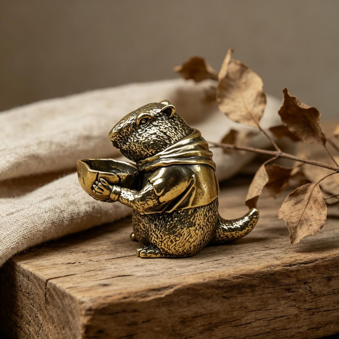 Vintage Brass Lucky Rat Figurine — Brass figurine image 3