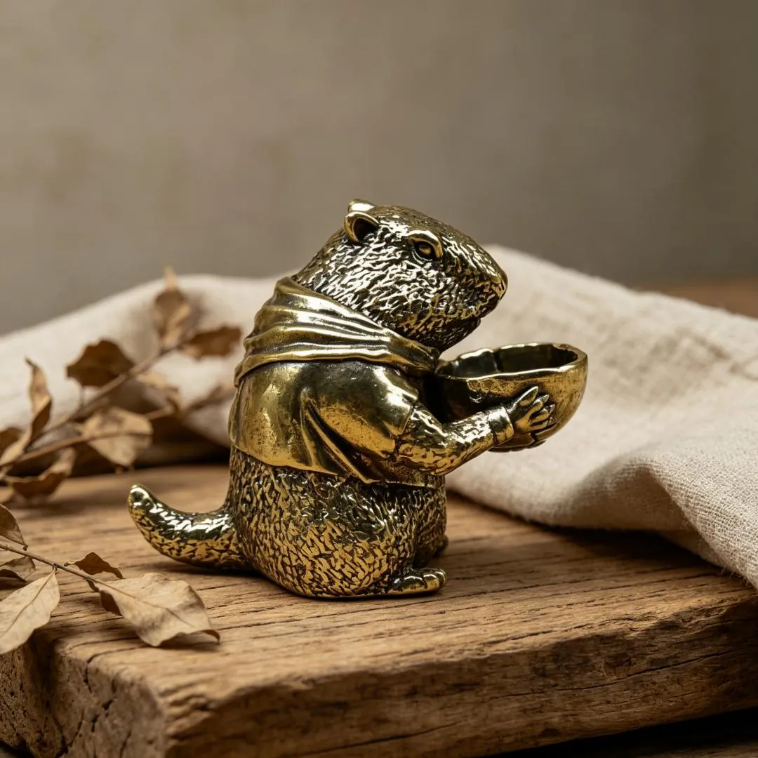 Vintage Brass Lucky Rat Figurine — Brass figurine image 4