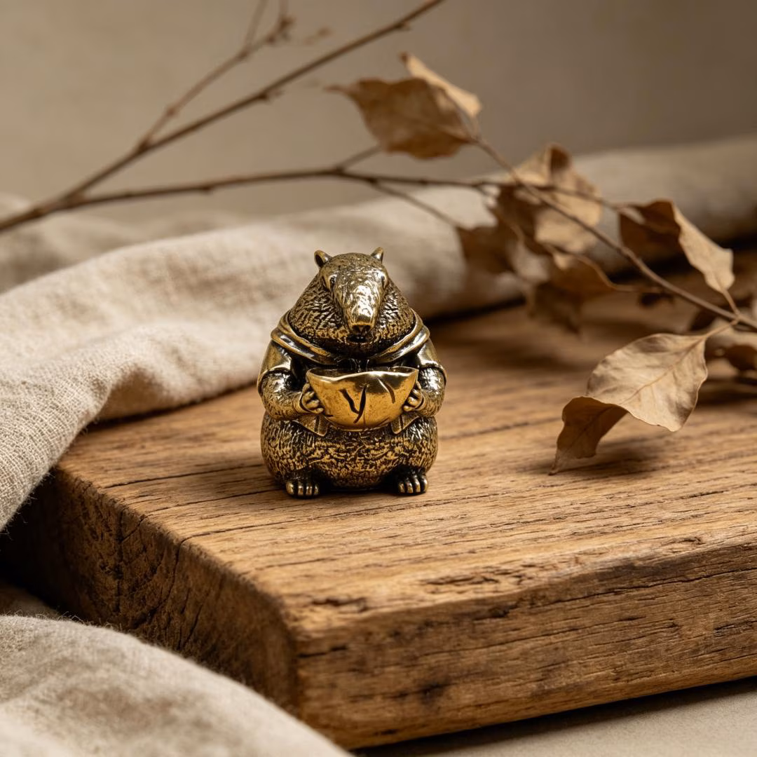 Vintage Brass Lucky Rat Figurine — Brass figurine image 1