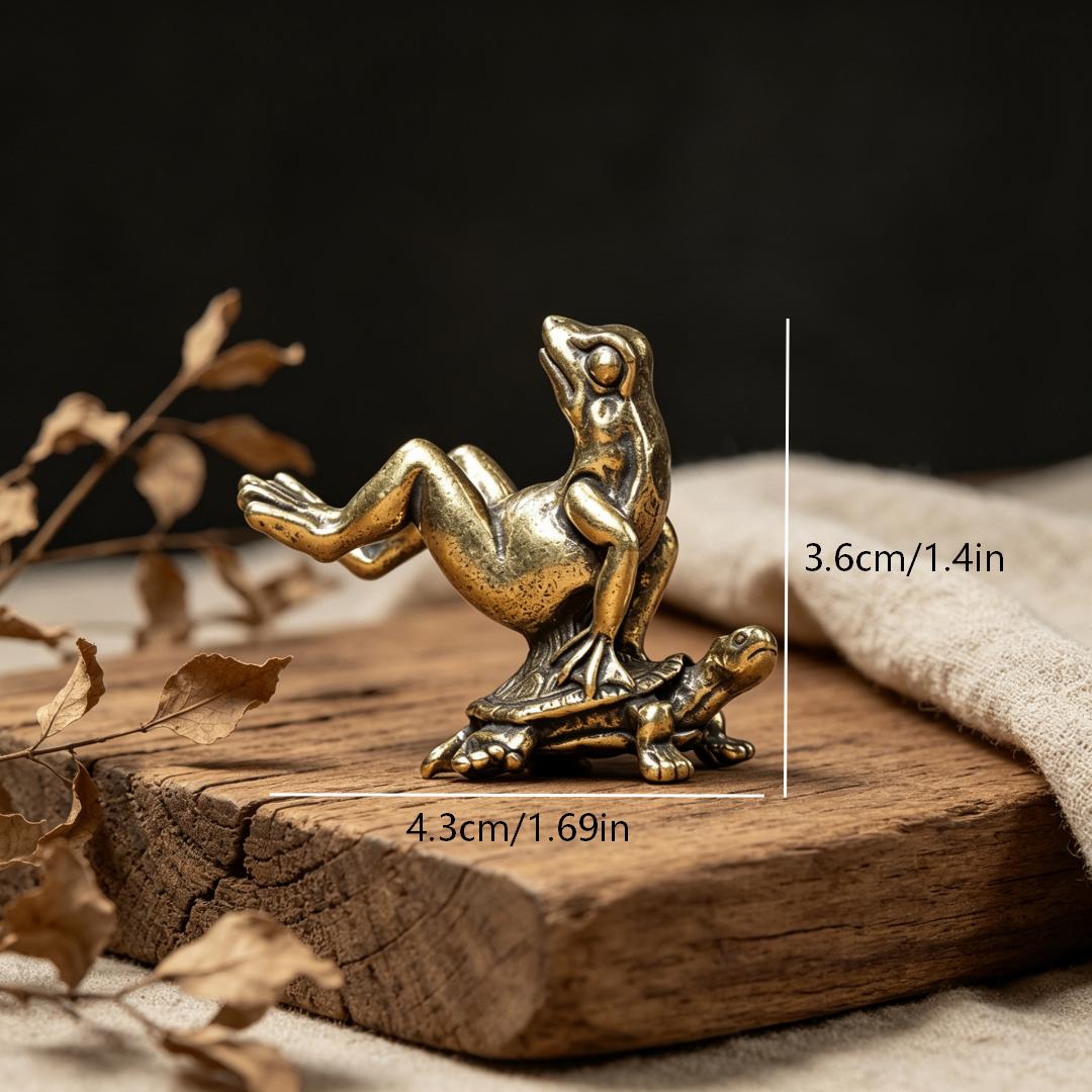 Vintage Brass Crane & Turtle Figurine — Brass figurine image 3