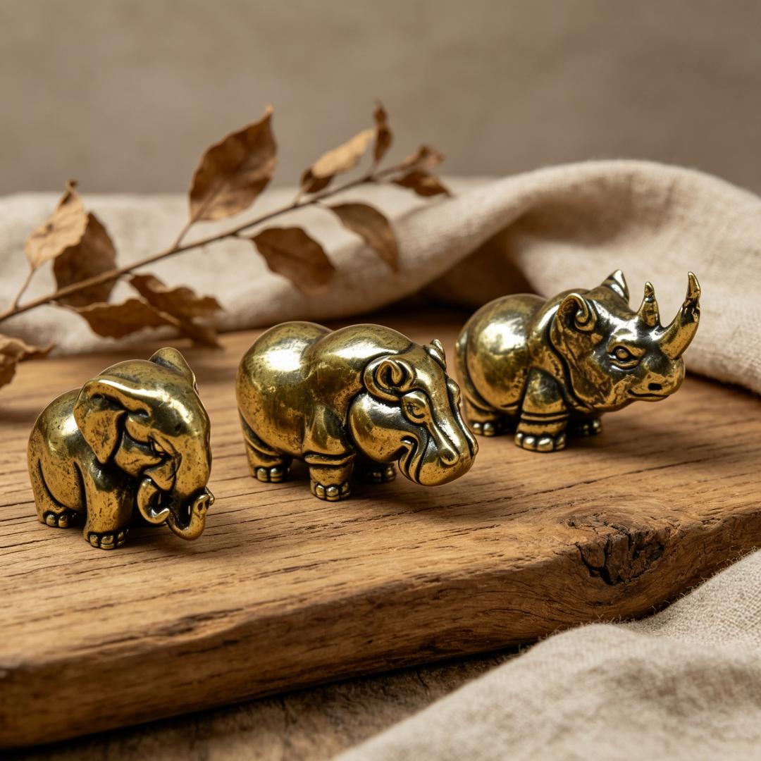 Vintage Brass Safari Animal Figurine Set — Brass figurine image 5