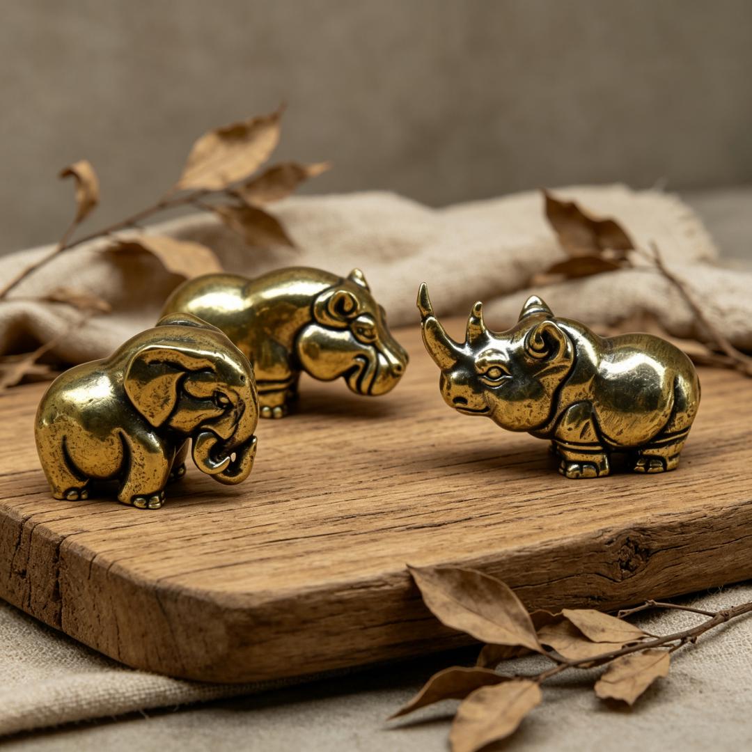 Vintage Brass Safari Animal Figurine Set — Brass figurine image 6