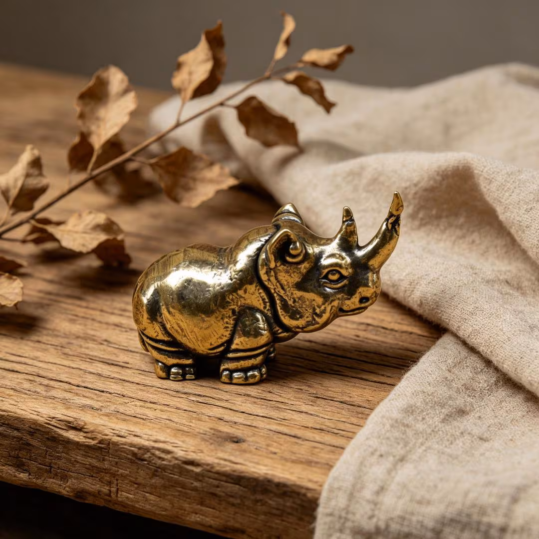 Vintage Brass Safari Animal Figurine Set — Brass figurine image 1