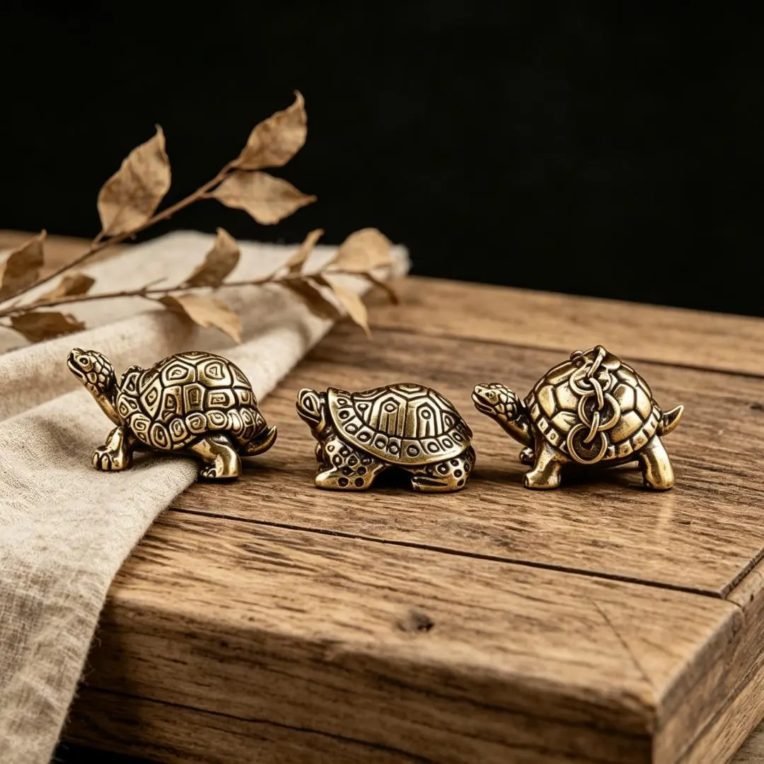Vintage Brass Turtle Figurine Set — Brass figurine image 8