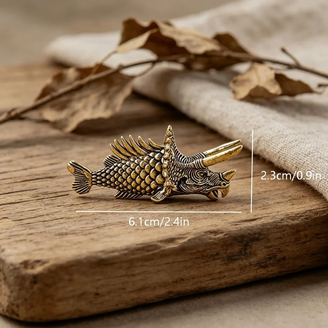 Vintage Brass Mythical Fish Figurine — Brass figurine image 2