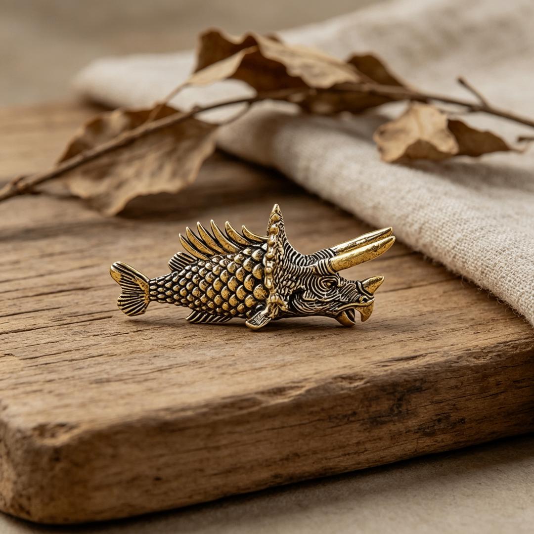 Vintage Brass Mythical Fish Figurine — Brass figurine image 3