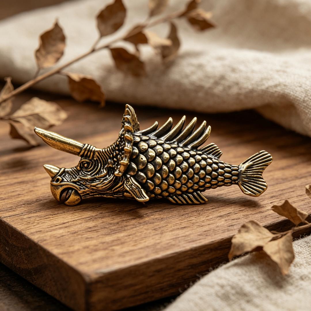 Vintage Brass Mythical Fish Figurine — Brass figurine image 5