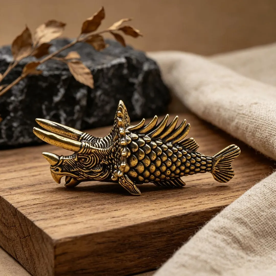 Vintage Brass Mythical Fish Figurine — Brass figurine image 6