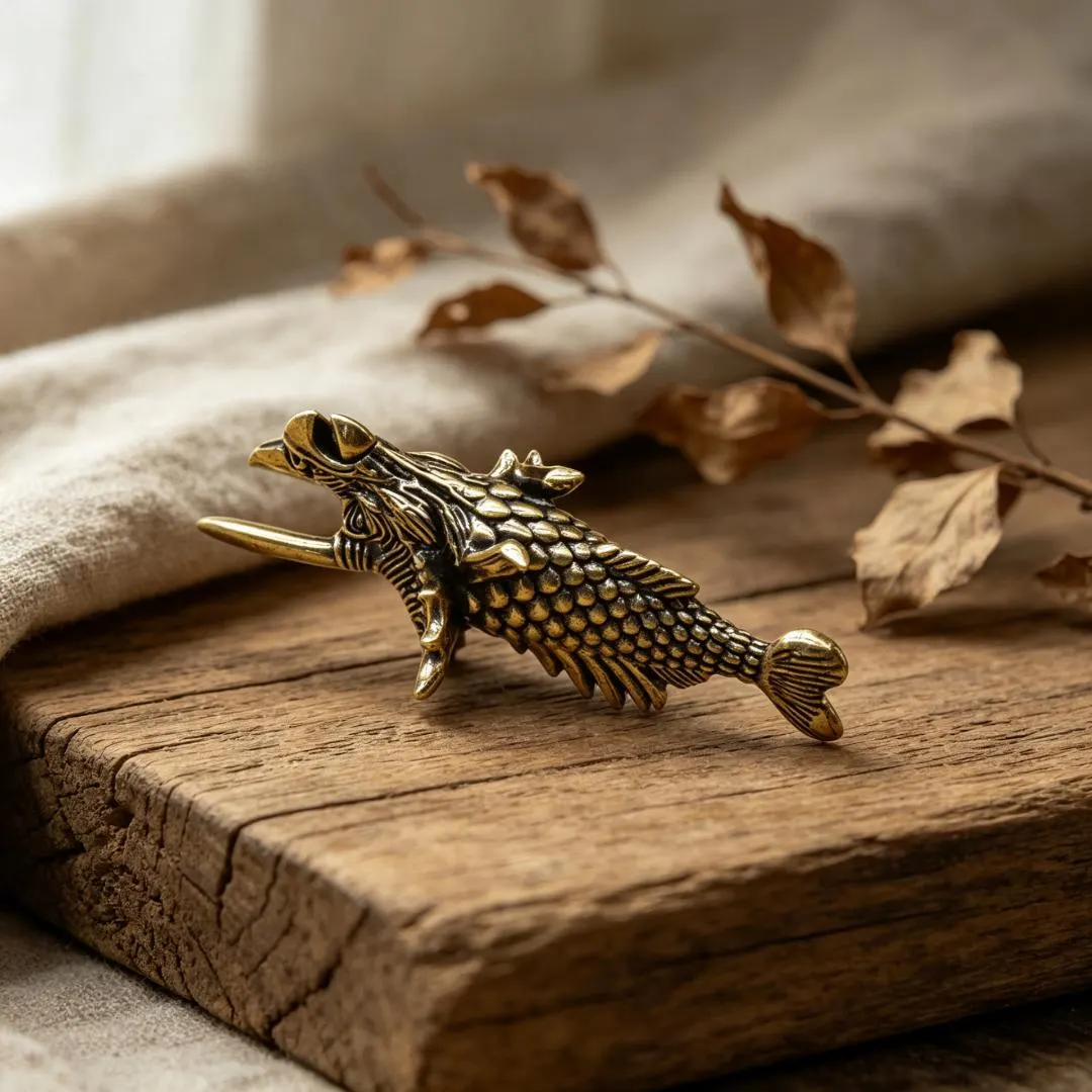 Vintage Brass Mythical Fish Figurine — Brass figurine image 7