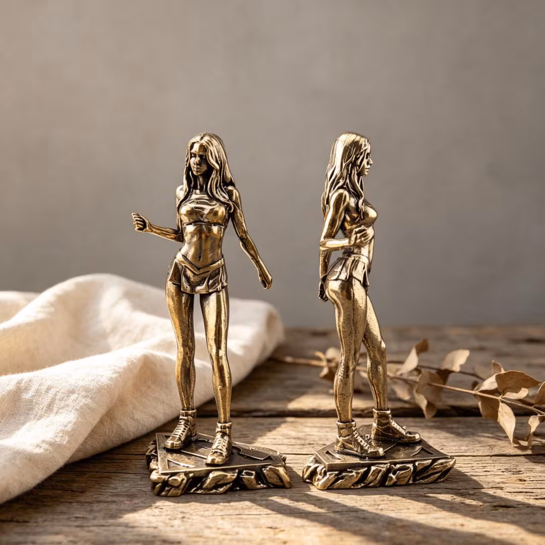 Vintage Brass Fitness Woman Figurine — Brass figurine image 4