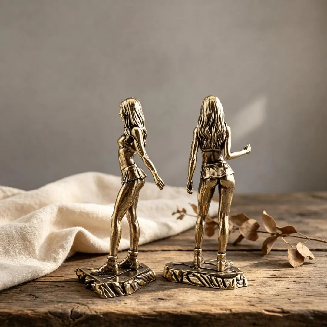 Vintage Brass Fitness Woman Figurine — Brass figurine image 5