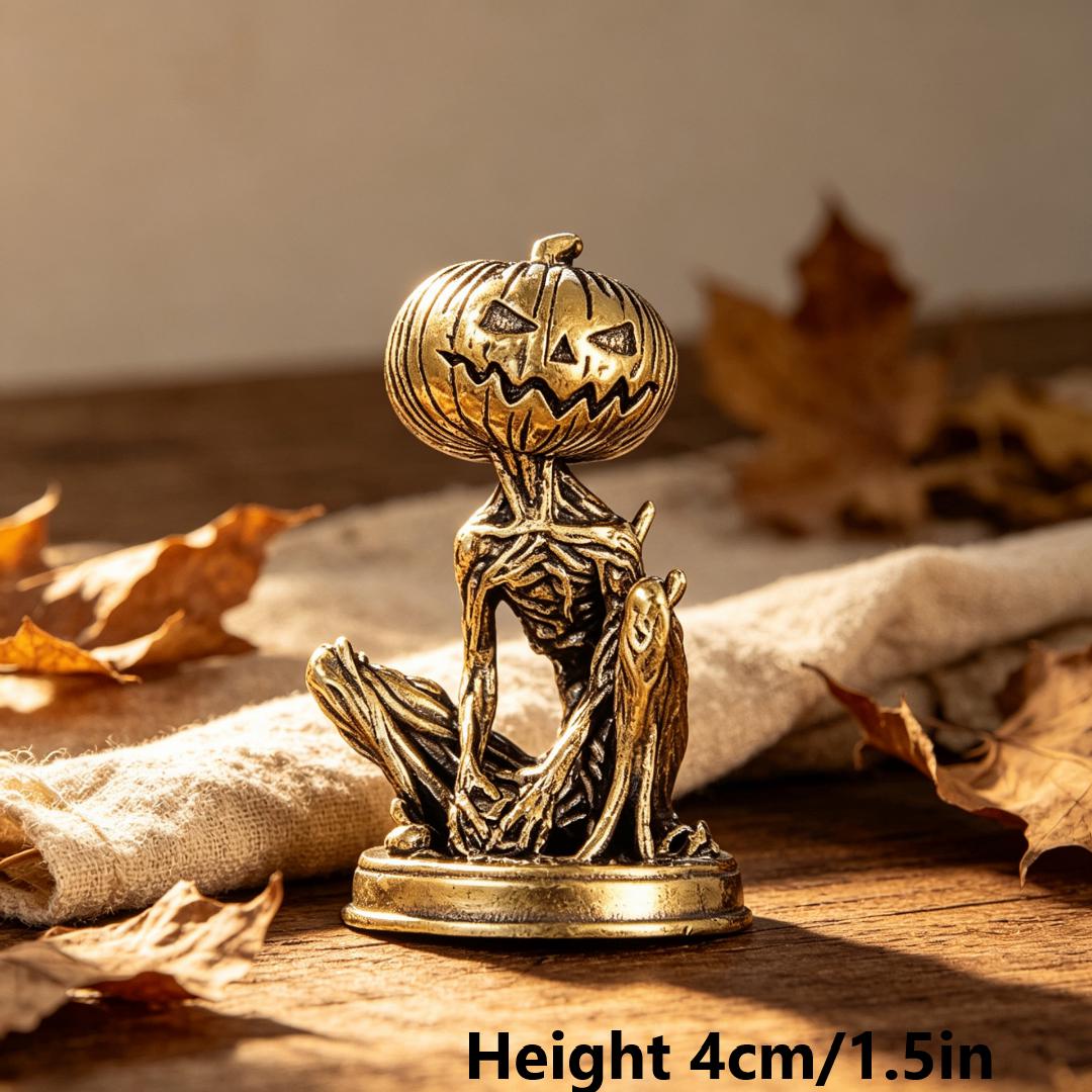 Vintage Brass Pumpkin Head Figurine — Brass figurine image 2