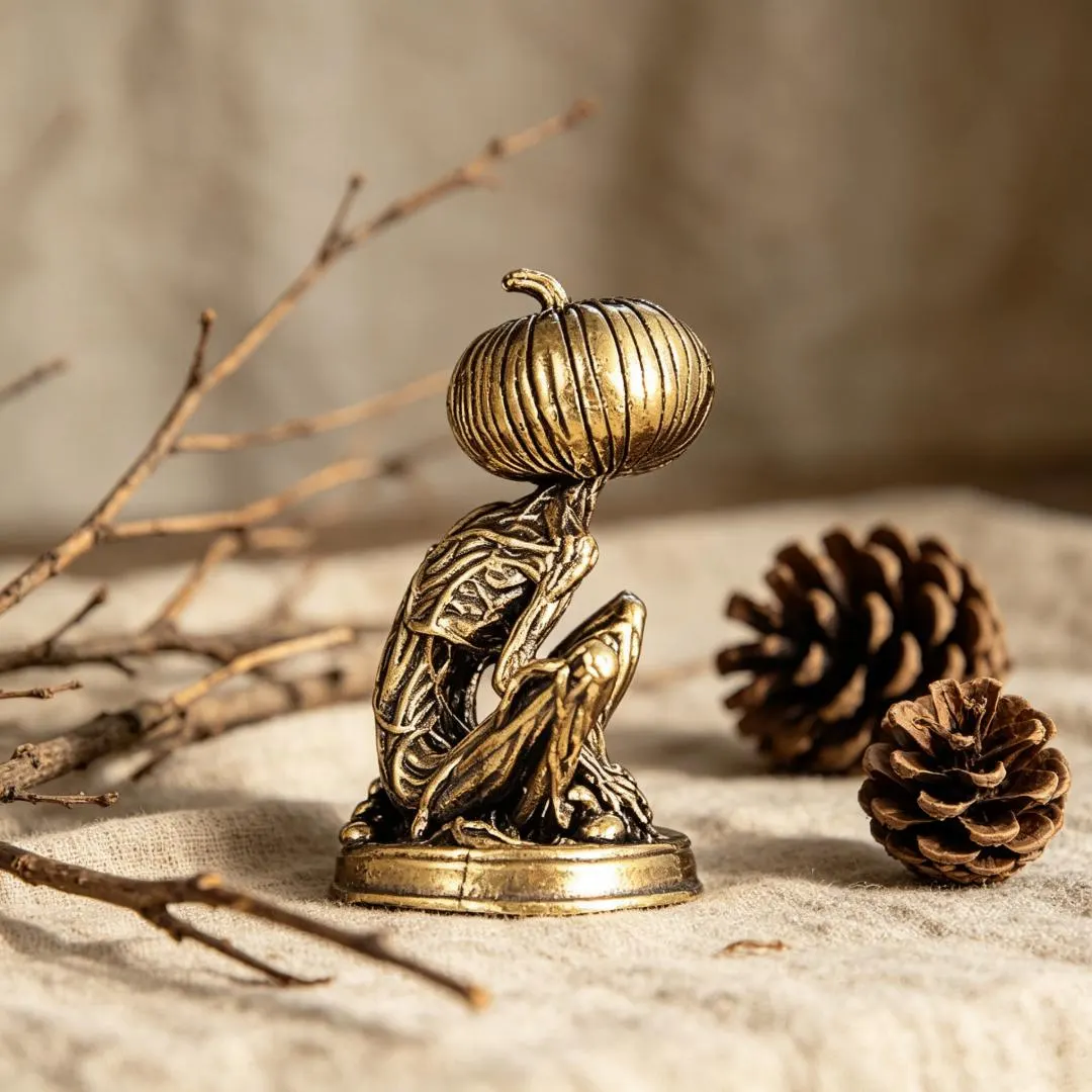 Vintage Brass Pumpkin Head Figurine — Brass figurine image 3