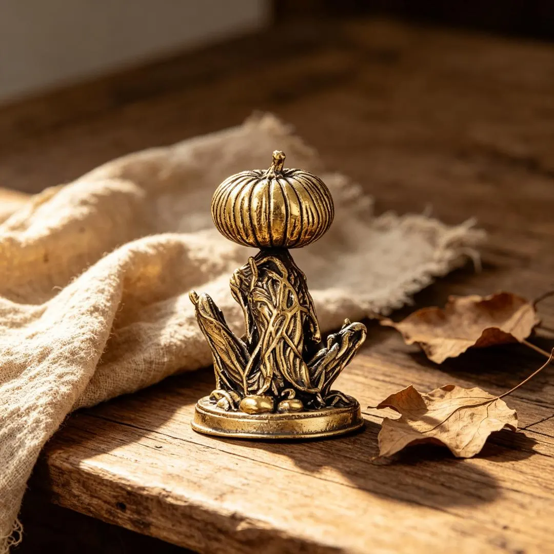 Vintage Brass Pumpkin Head Figurine — Brass figurine image 4