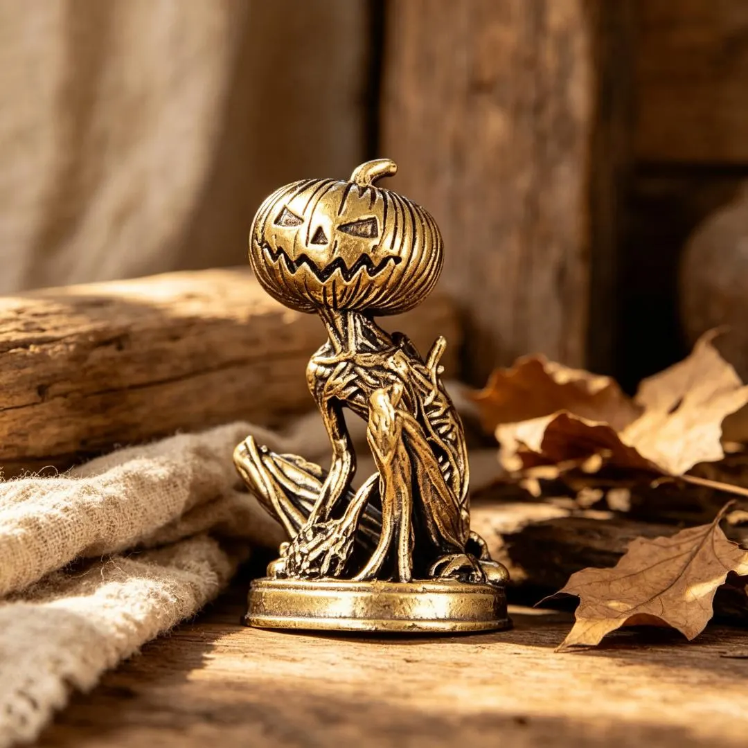 Vintage Brass Pumpkin Head Figurine — Brass figurine image 5