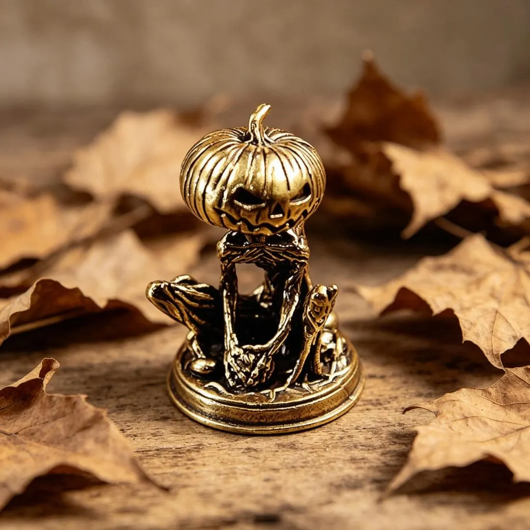 Vintage Brass Pumpkin Head Figurine — Brass figurine image 1