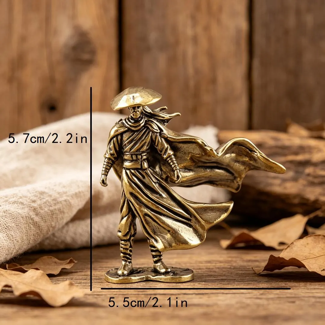 Vintage Brass Wandering Swordsman Figurine — Brass figurine image 3