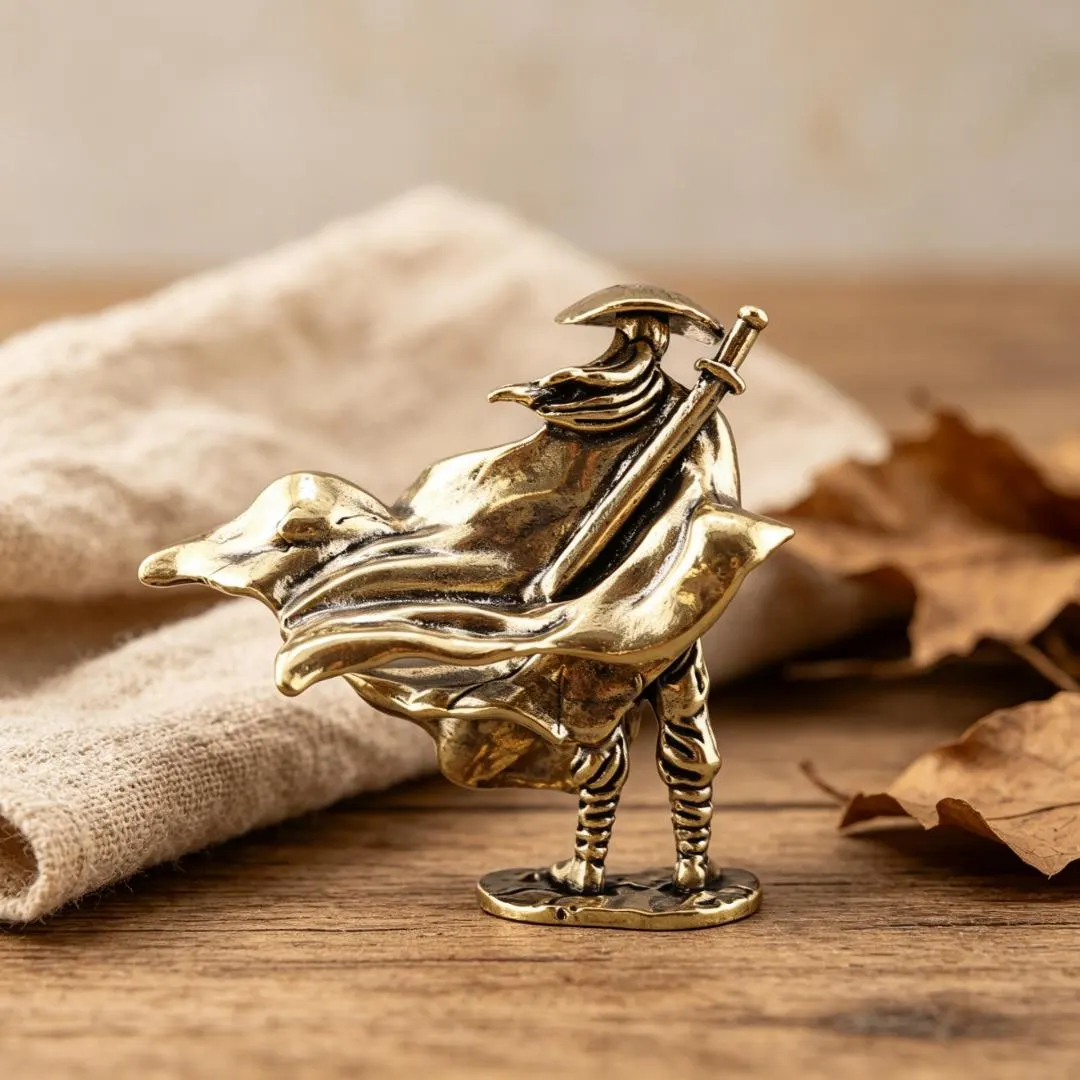 Vintage Brass Wandering Swordsman Figurine — Brass figurine image 4