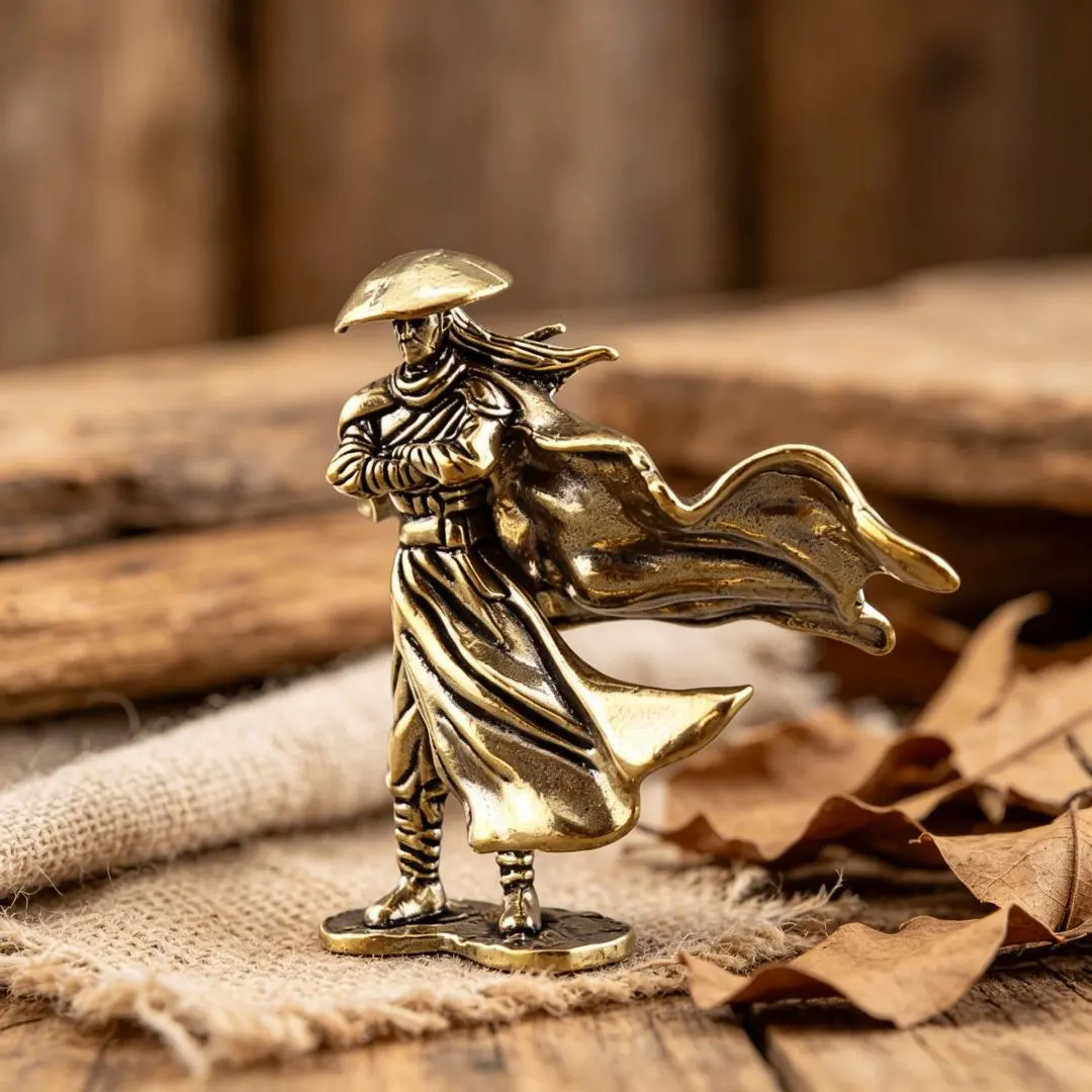 Vintage Brass Wandering Swordsman Figurine — Brass figurine image 6
