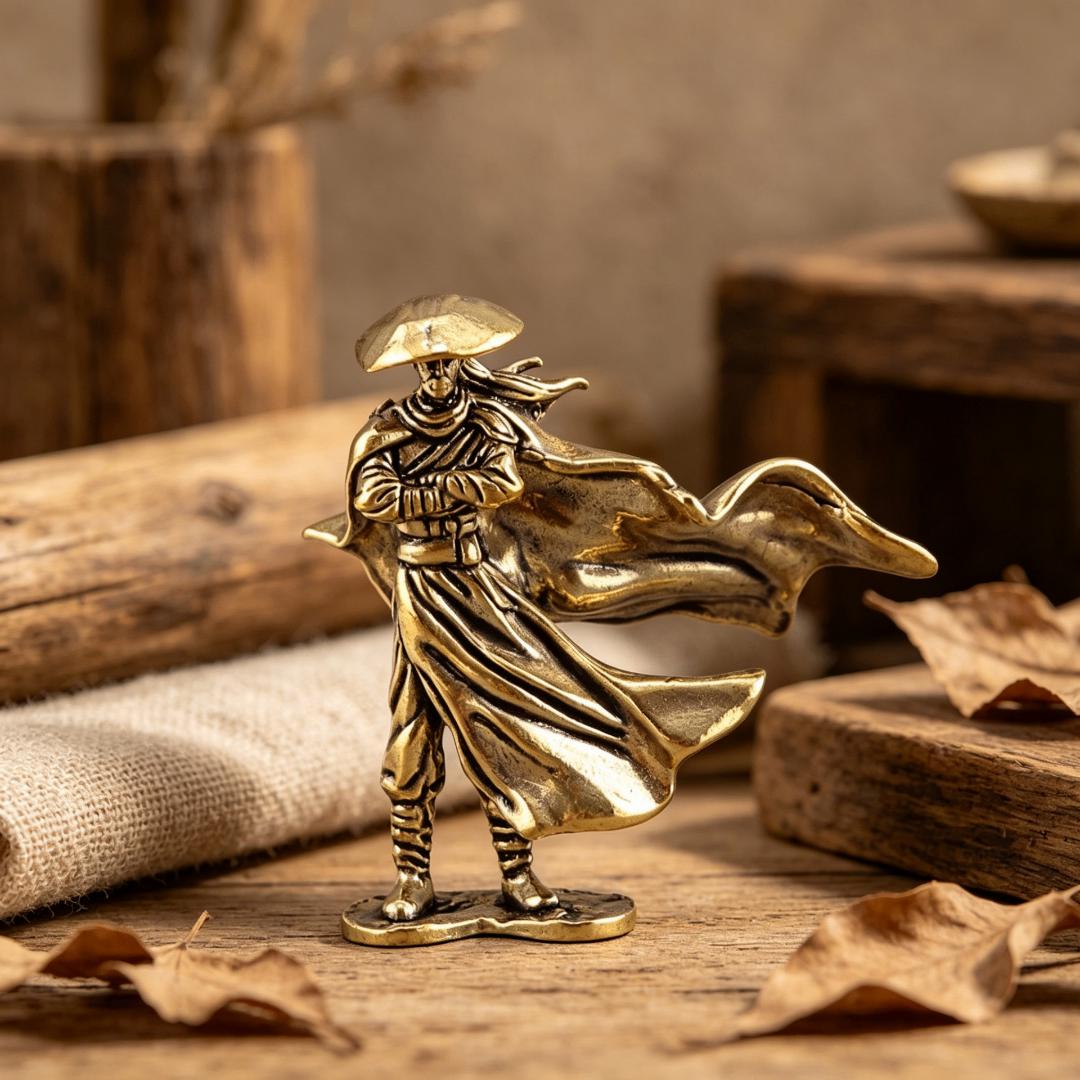Vintage Brass Wandering Swordsman Figurine — Brass figurine image 7
