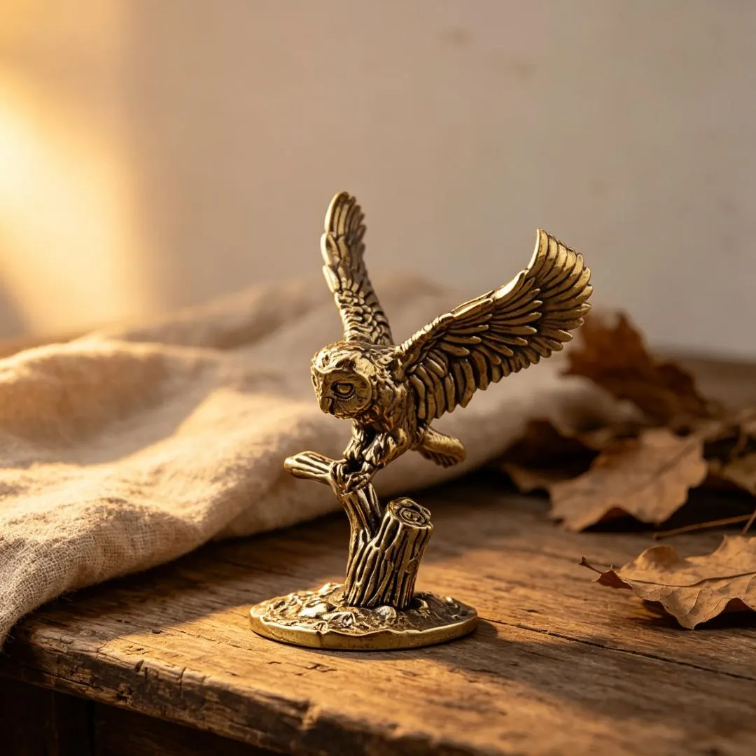 Vintage Brass Owl Figurine — Brass figurine image 3
