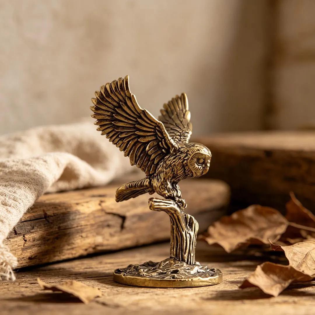 Vintage Brass Owl Figurine — Brass figurine image 4