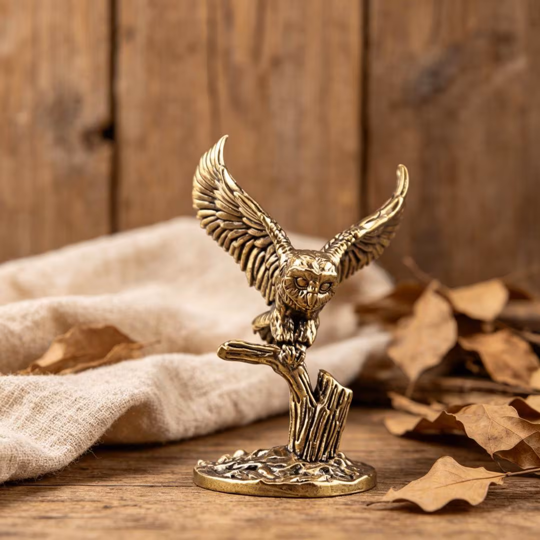 Vintage Brass Owl Figurine — Brass figurine image 1