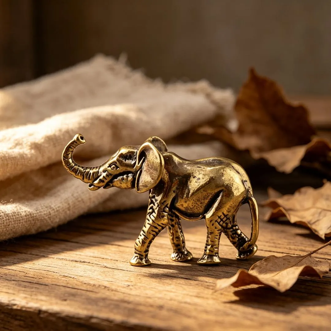 Vintage Brass Elephant Figurine — Brass figurine image 5
