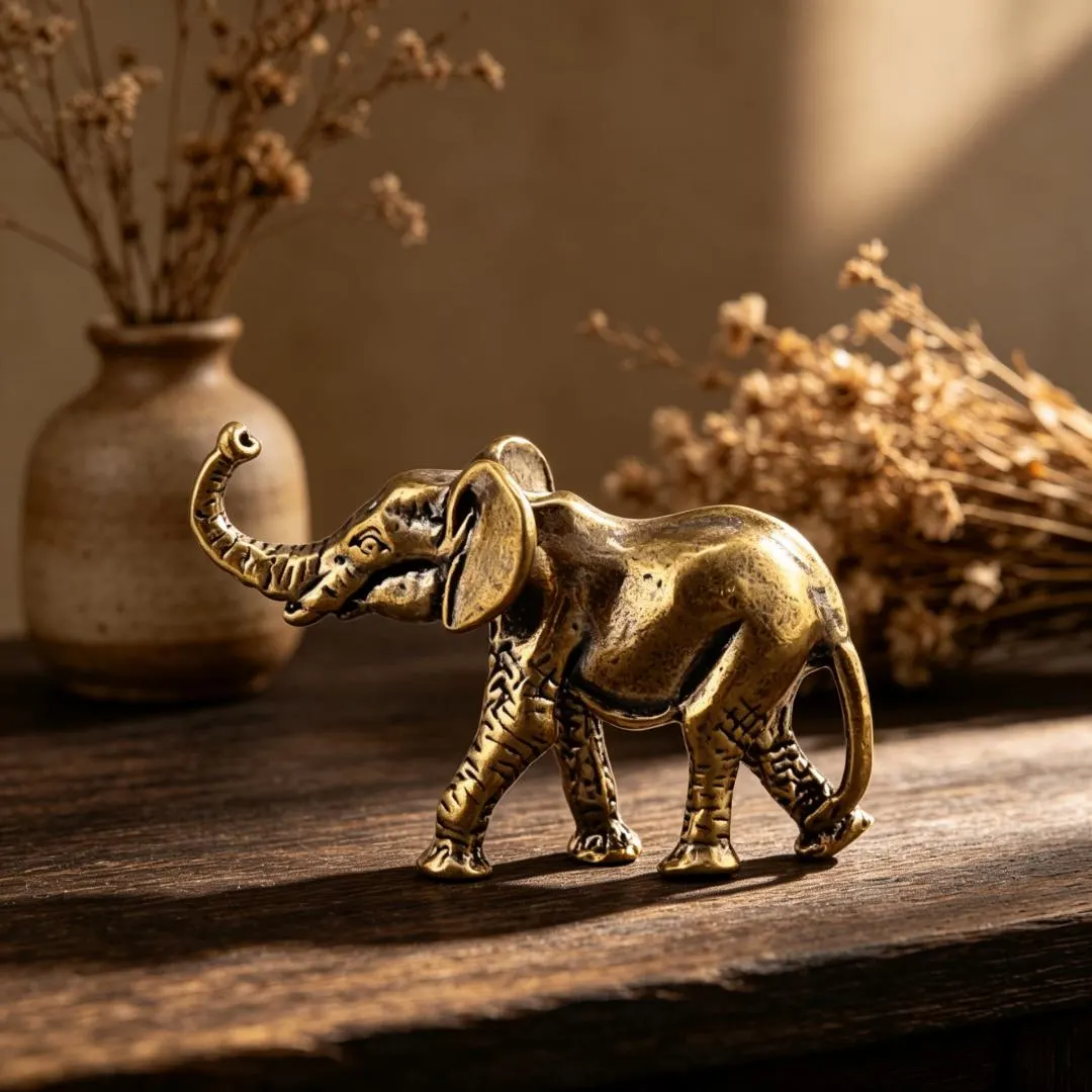 Vintage Brass Elephant Figurine — Brass figurine image 6
