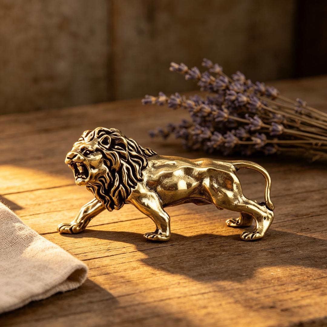 Vintage Brass Lion Figurine — Brass figurine image 4